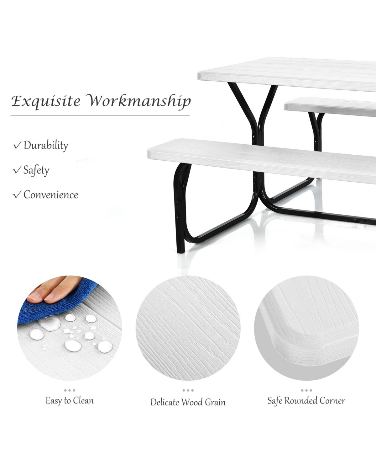 Costway Picnic Table Bench Set Outdoor Backyard Patio Garden Party Dining All Weather