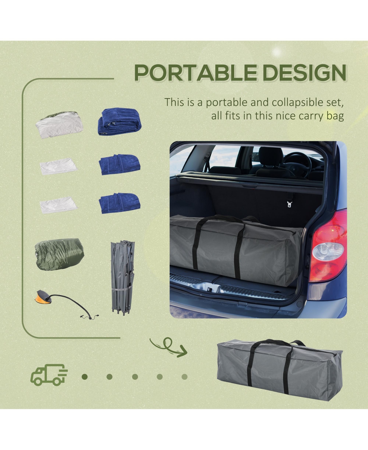 Streamdale Furniture Portable Camping Cot and Accessories Set for Outdoor Adventures