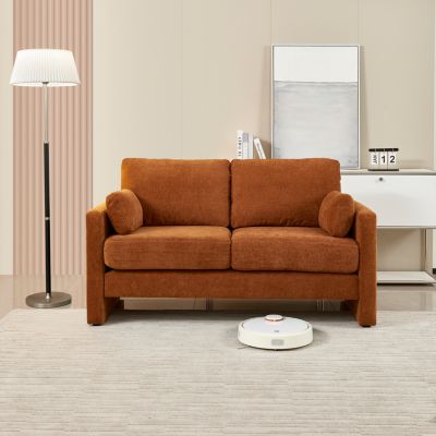 Small Modern Loveseat Sofa with Chenille Fabric