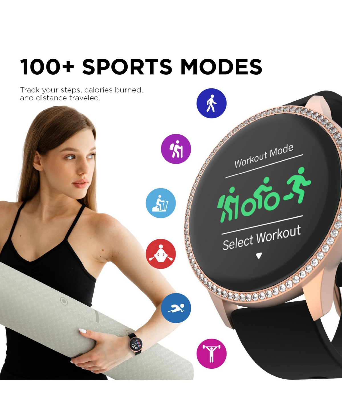 iTouch Sport 4 UnisexSilicone Strap Smartwatch 43.2mm - Black