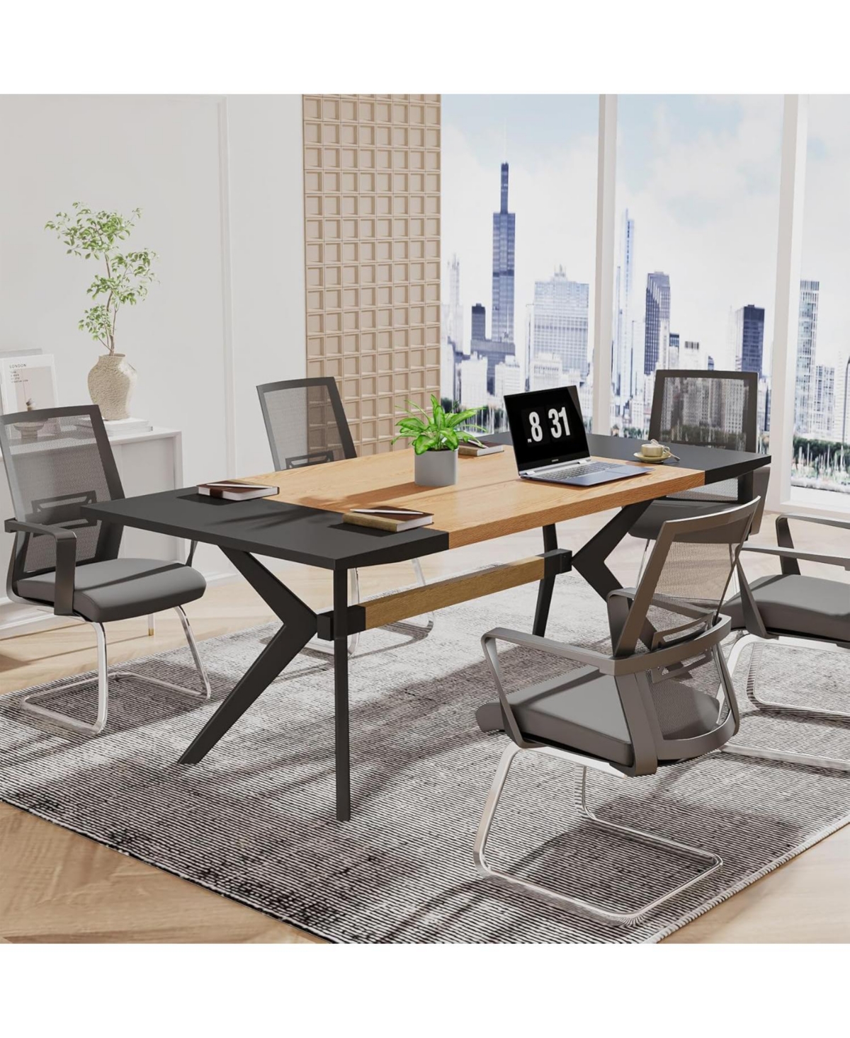 Tribesigns 63 Inch Executive Desk, Office Computer Desk with Thickened X-Shape Frame, Modern Working Table Business Furniture for Home Office, O