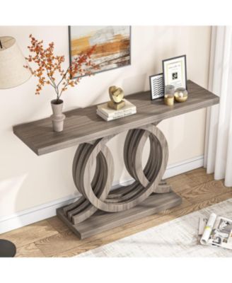 55-Inch Wooden Console Table with Unique Base – Farmhouse Entryway Table