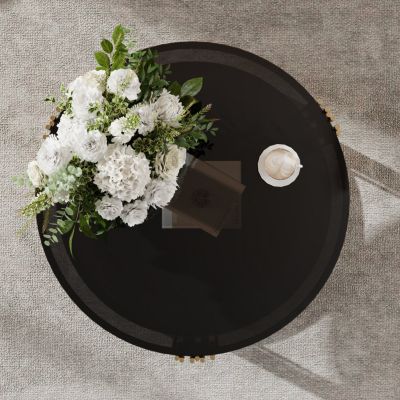 Streamdale Sleek Black Mirror Coffee Table with Gold Base