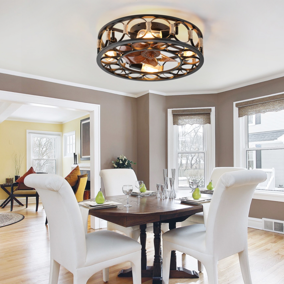 Streamdale Caged Ceiling Fan with Lights and Remote