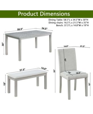 Rectangular Upholstered Small Space Bench Dining Table