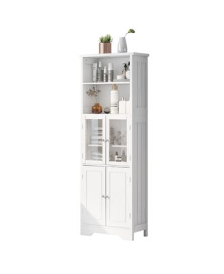 Tall White Storage Cabinet for Various Rooms