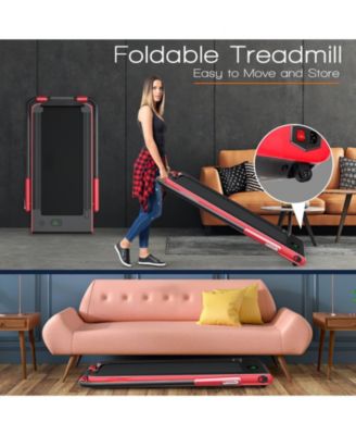 2-in-1 Folding Treadmill with Remote Control and LED Display-Red