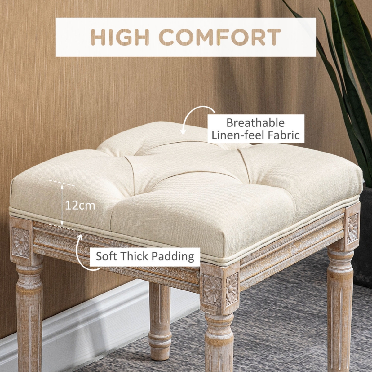 Streamdale Furniture Vintage Tufted Ottoman with Rustic Legs
