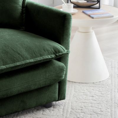 Comfy Modular Oversized L-Shaped Sectional Sofa with Ottoman (Green)