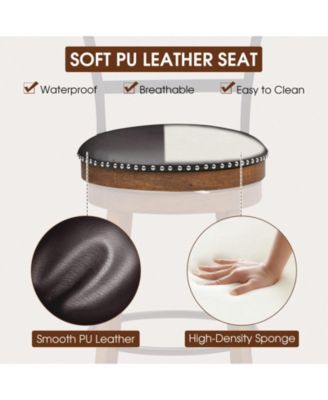 Set of 2 rubberwood 25.5-in Swivel Counter Height Bar Stools