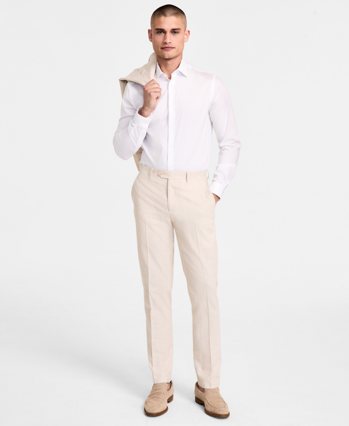 Bar Iii Men's Slim-fit Linen Suit Pants, Exclusively At Macy's In Natural