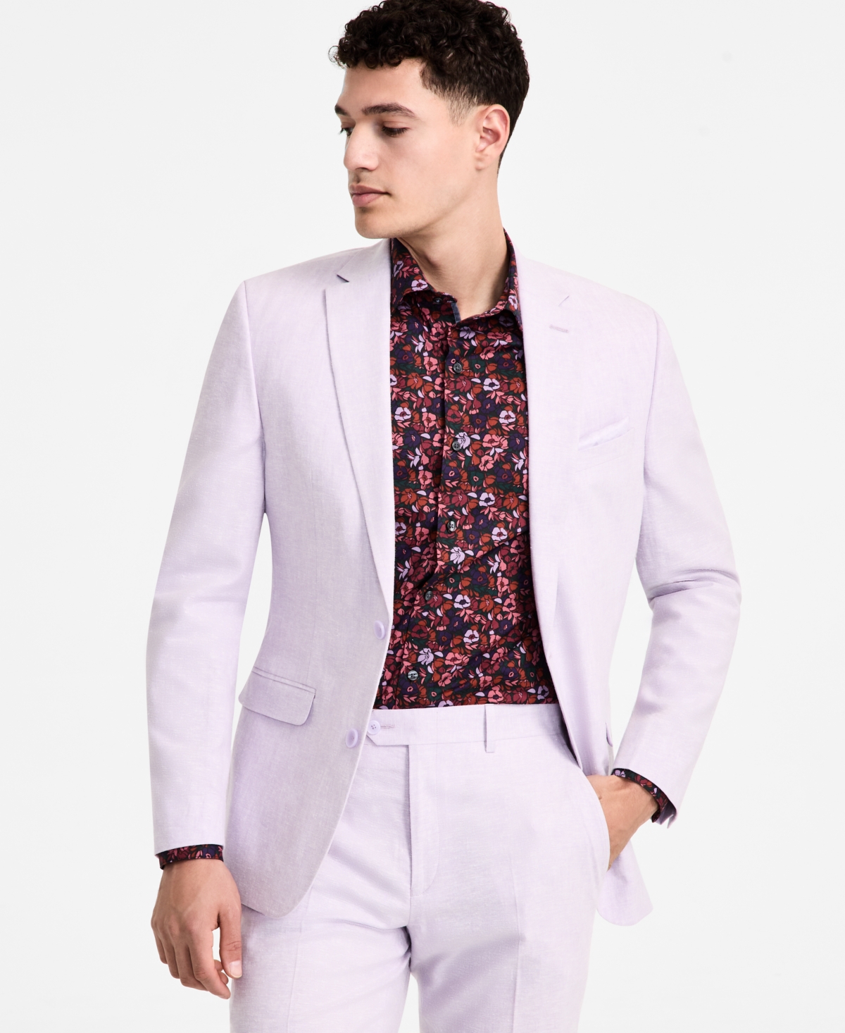 Men's Slim-Fit Linen Suit Jacket, Exclusively at Macy's - Lavender