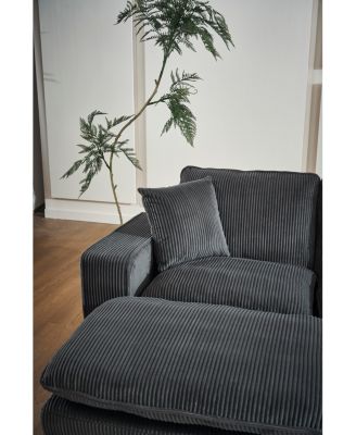 Modern U-Shaped 6-Seat Sectional Sofa with Ottoman and Pillows.