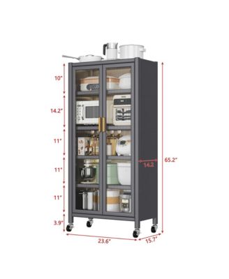 Open-Door Kitchen Shelves | Multilevel Microwave Cabinet Storage