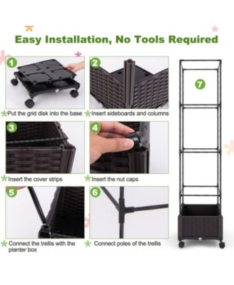 67 Inches Raised Garden Bed with Planter Box and Trellis