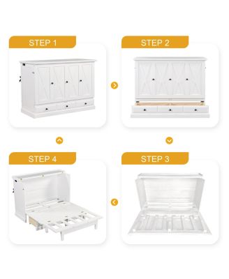 Solid Pine Murphy Chest Bed with Charger & Storage, Full