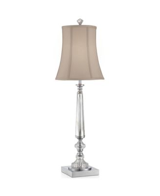 Belardo Traditional Buffet Table Lamp 32" Tall Clear Crystal Taupe Bell Shade for Bedroom Living Room Bedside Nightstand Office