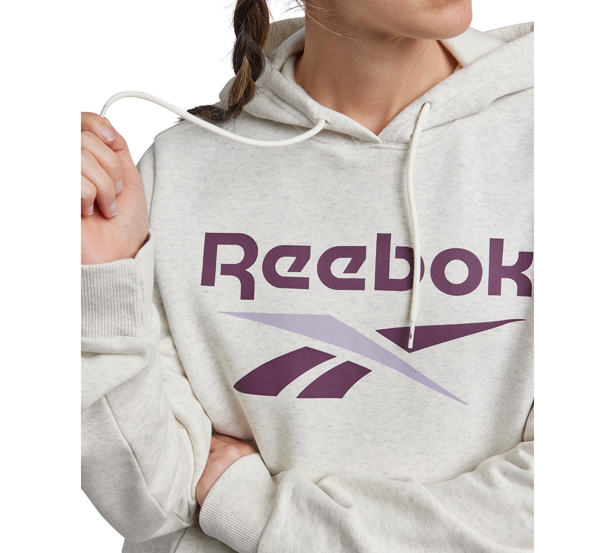 Reebok Women's Big-Logo Fleece Long-Sleeve Hoodie -/ Dusk Purple