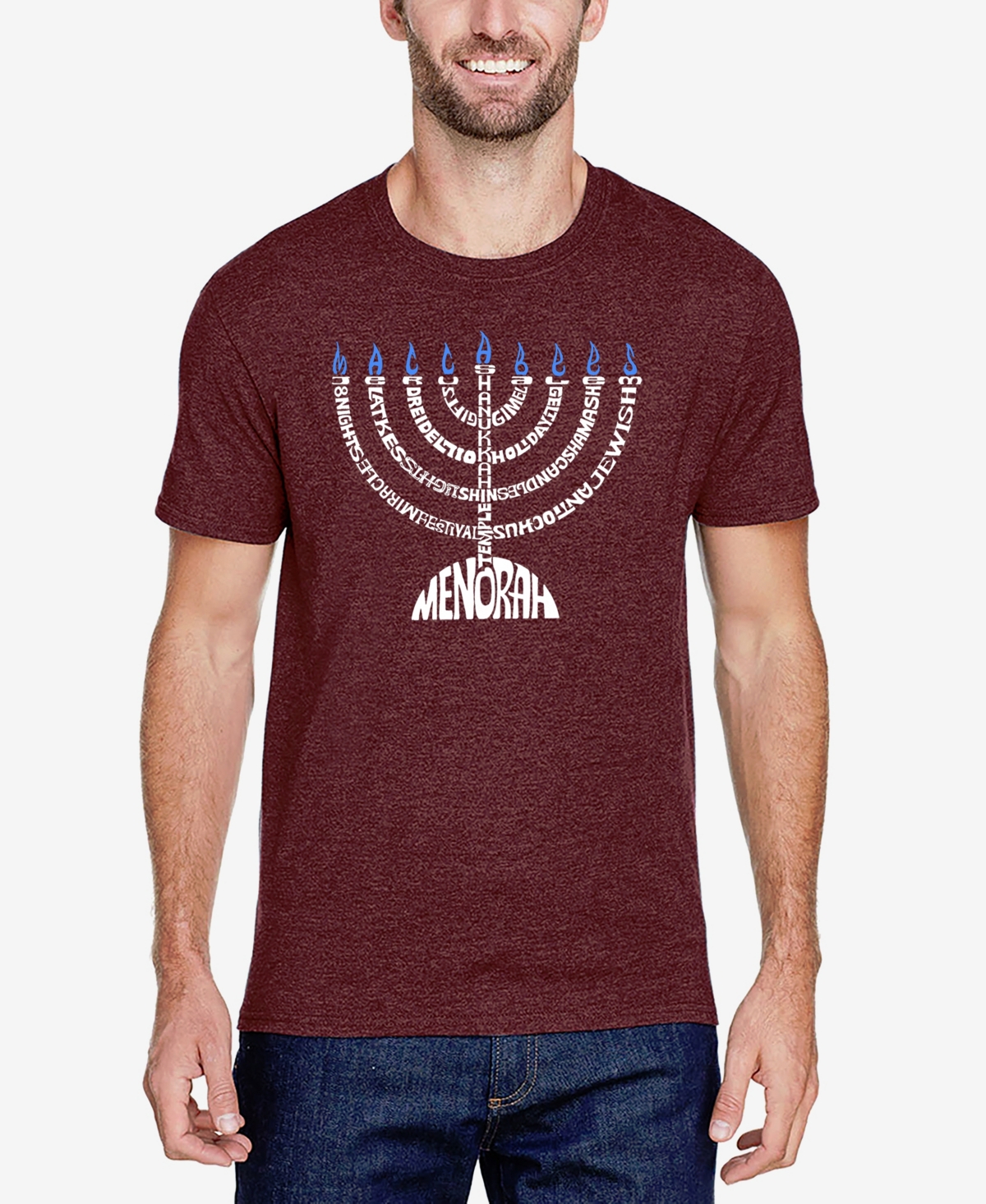 La Pop Art Men's Menorah Premium Blend Word Art T-Shirt