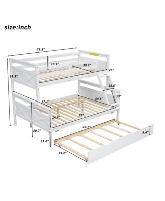 Streamdale Twin/Full Bunk Bed, Trundle, Safety Rails, Gray