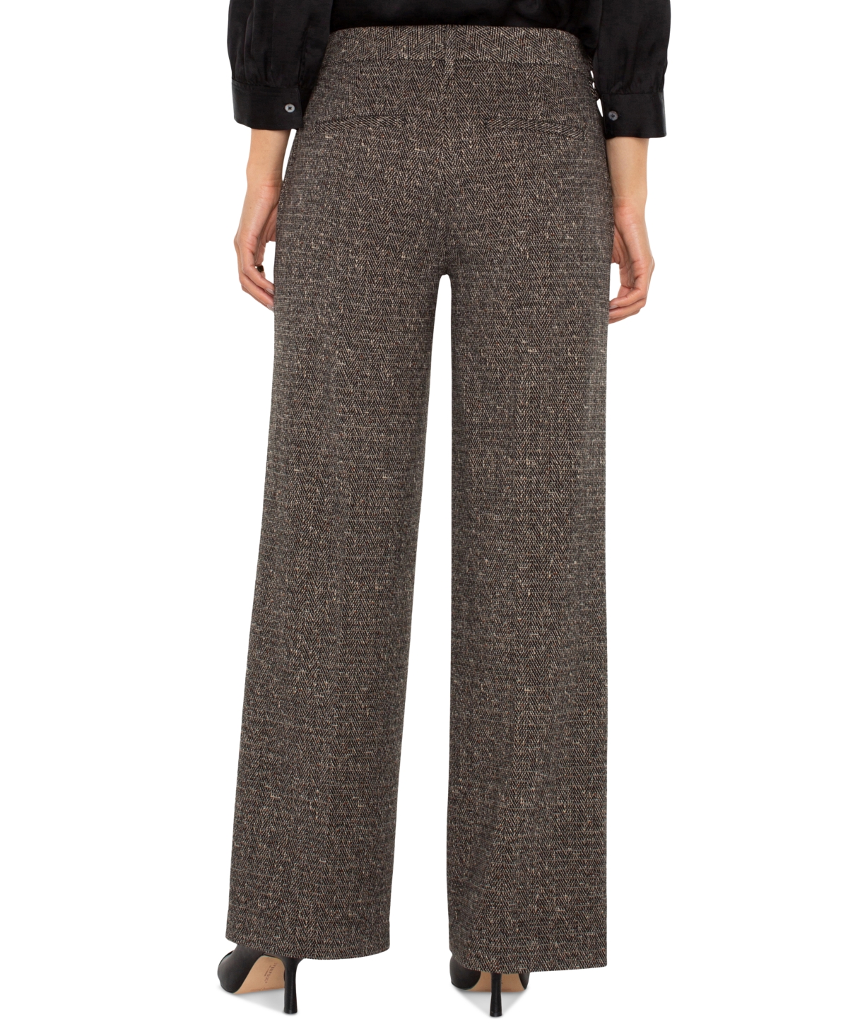 Liverpool Los Angeles Women's Kelsey Herringbone Wide-Leg Pants -Tan Herringbone