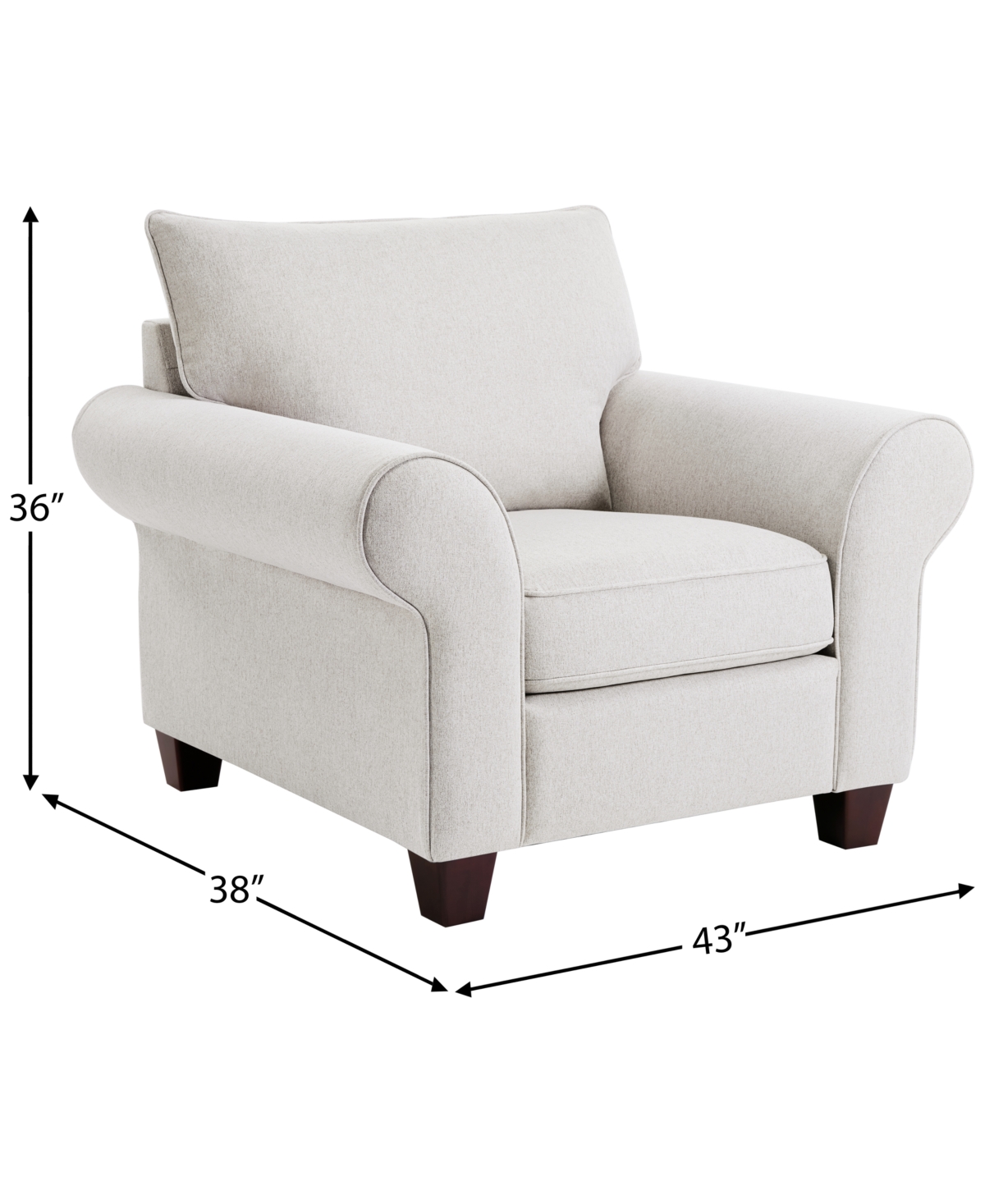 Macy's Saeville 43" Fabric Chair, Created For  In Pearl