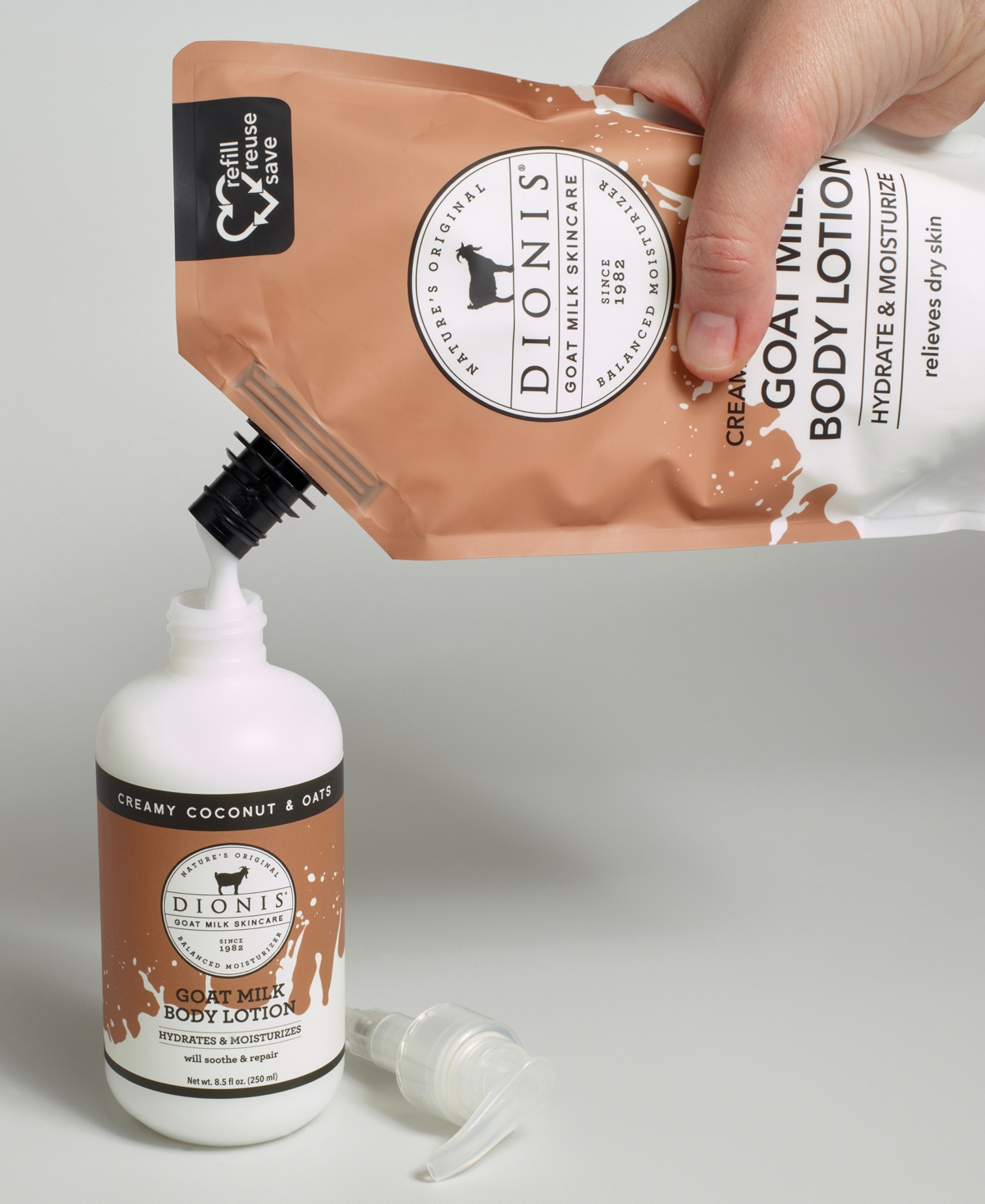 DIONIS CREAMY COCONUT OATS GOAT MILK BODY LOTION REFILL POUCH 16.9 FL OZ 