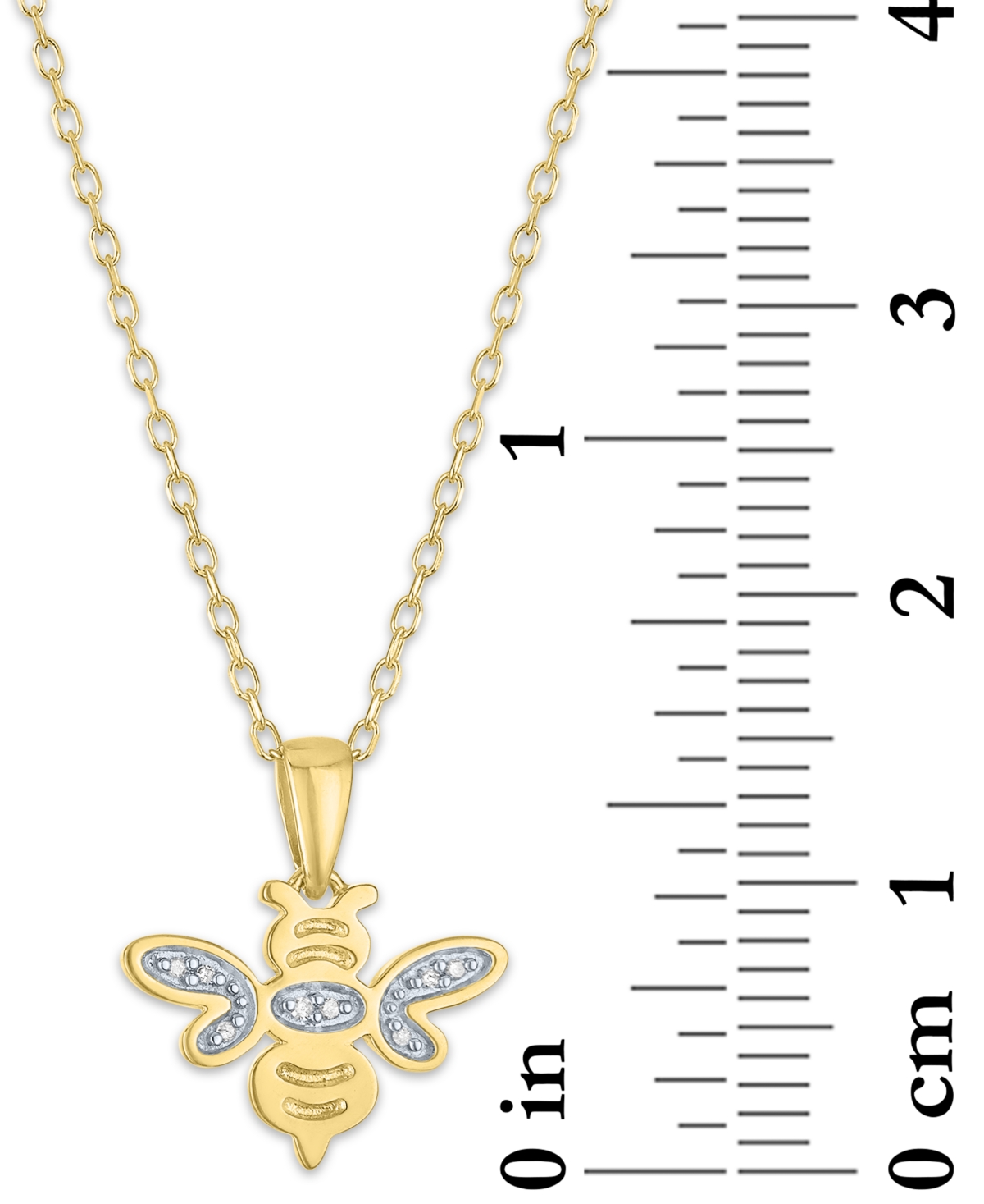 Diamond Accent Bee Pendant Necklace in 14k Gold-Plated Sterling Silver, 16