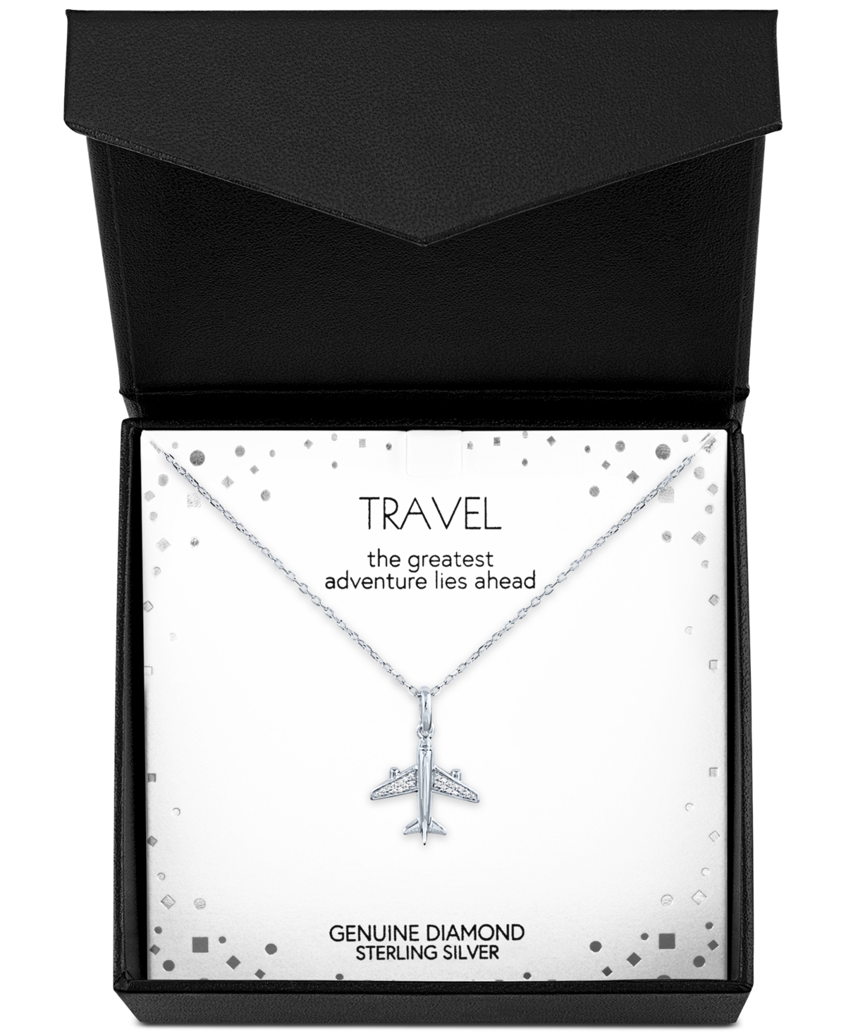 Shop Macy's Diamond Accent Airplane Pendant Necklace In Sterling Silver, 16" + 2" Extender