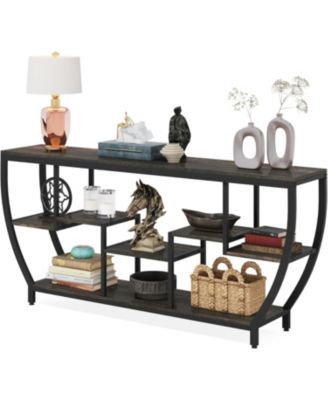 70.9 Inch Long Sofa Table with Shelves, Rustic Console Table with Storage, Industrial Entryway Table TV Stand, Behind Couch Table Accent Tables for Living Room, Hallway, Foyer