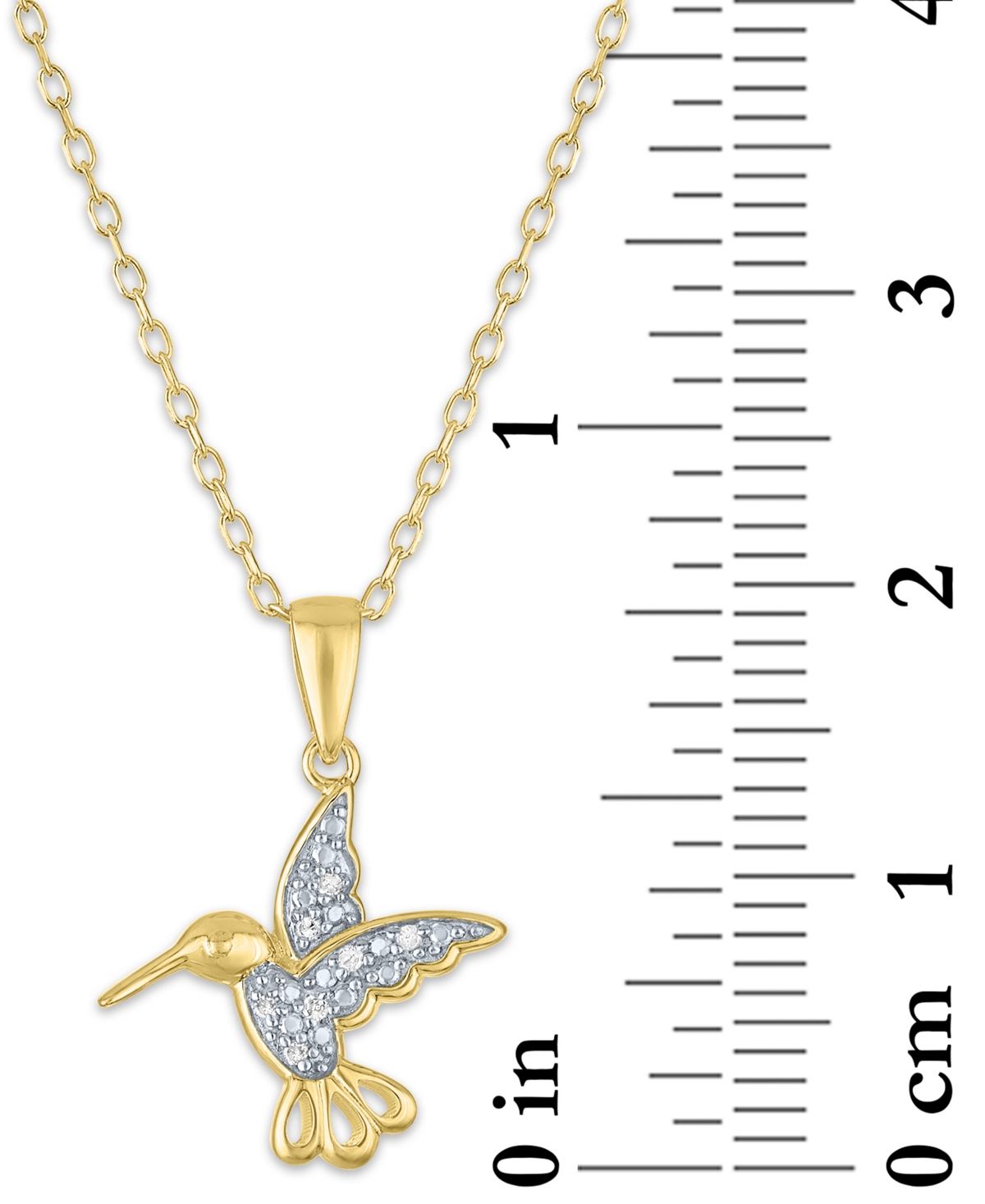 Diamond Accent Hummingbird Pendant Necklace in 14k Gold-Plated Sterling Silver, 16