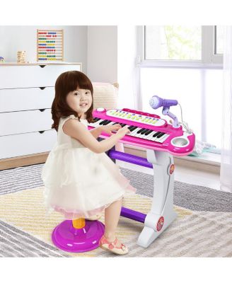 37 Key Electronic Keyboard Kids Toy Piano Included Microphone and Stool