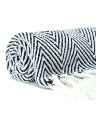 Premium Chevron Super-Soft Acrylic Throw with Tassels, 50" x 65"