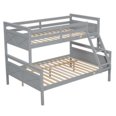 Streamdale Twin/Full Bunk Bed with Guardrail, Gray