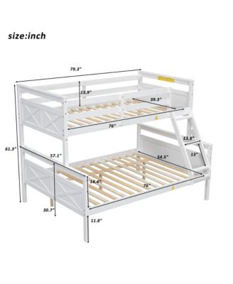 Twin/Full Wood Guardrail Bunk Bed