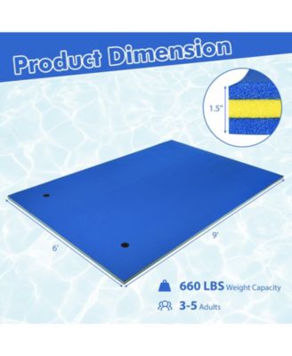 9' x 6' 3 Layer Floating Water Pad Foam Mat -Blue