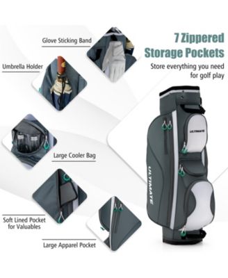 14 Dividers Golf Cart Bag with 7 Zippered Pocket