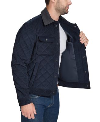 Men's Collared Quilted Button-Front Jacket 