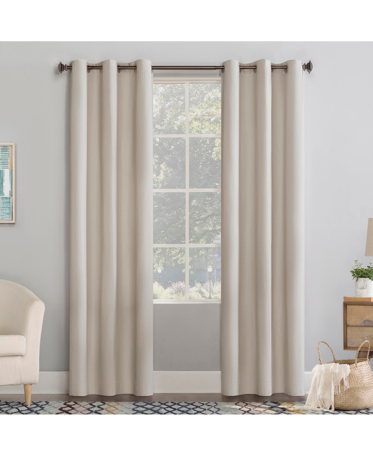 No. 918 Lindstrom Textured Draft Shield Fleece Insulated Room Darkening Grommet Curtain Panel