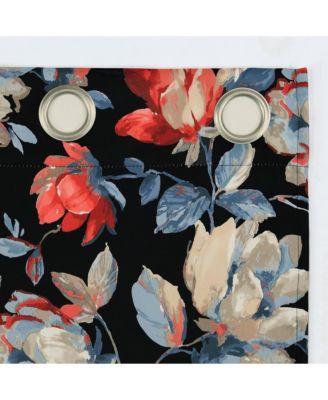 Irma Vintage Like Floral Blackout Grommet Curtain Panel