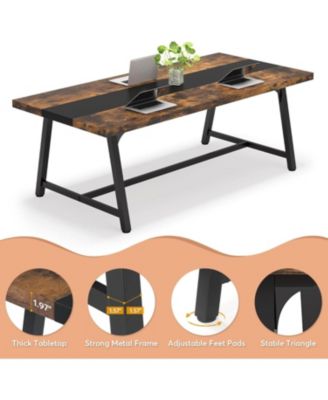 Dining Table for 8 People, 70.87-inch Rectangular Wood Kitchen Table with Strong Metal Frame, Industrial Large Long Dining Room Table