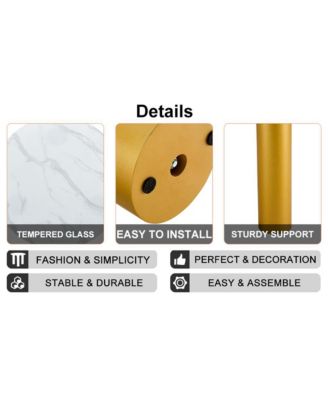 Marble Table and Chair Set: Gold Legs, Plush Chairs