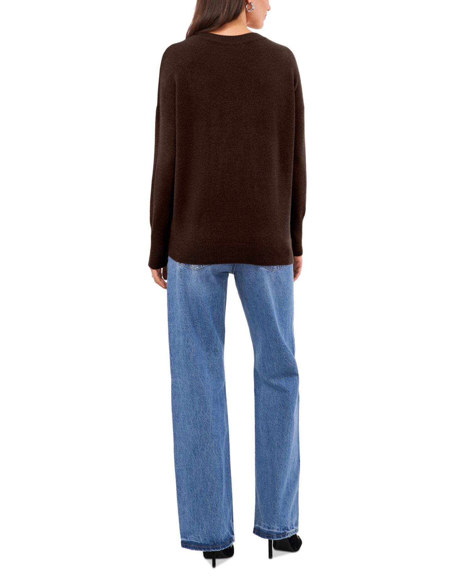 Women's Cozy V-Neck Dropped-Shoulder Sweater