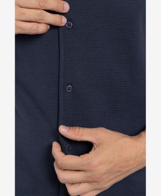 Men's Camp Collar Short Sleeve Textured Button-Up Shirt