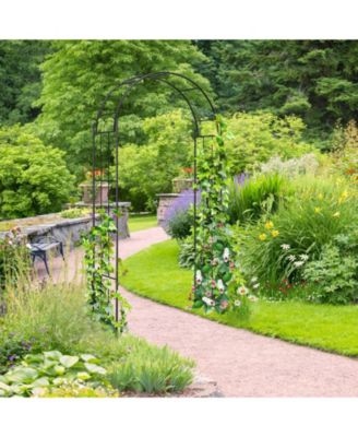 7.5 Feet Metal Garden Arch for Climbing Plants and Outdoor Garden Decor-Black