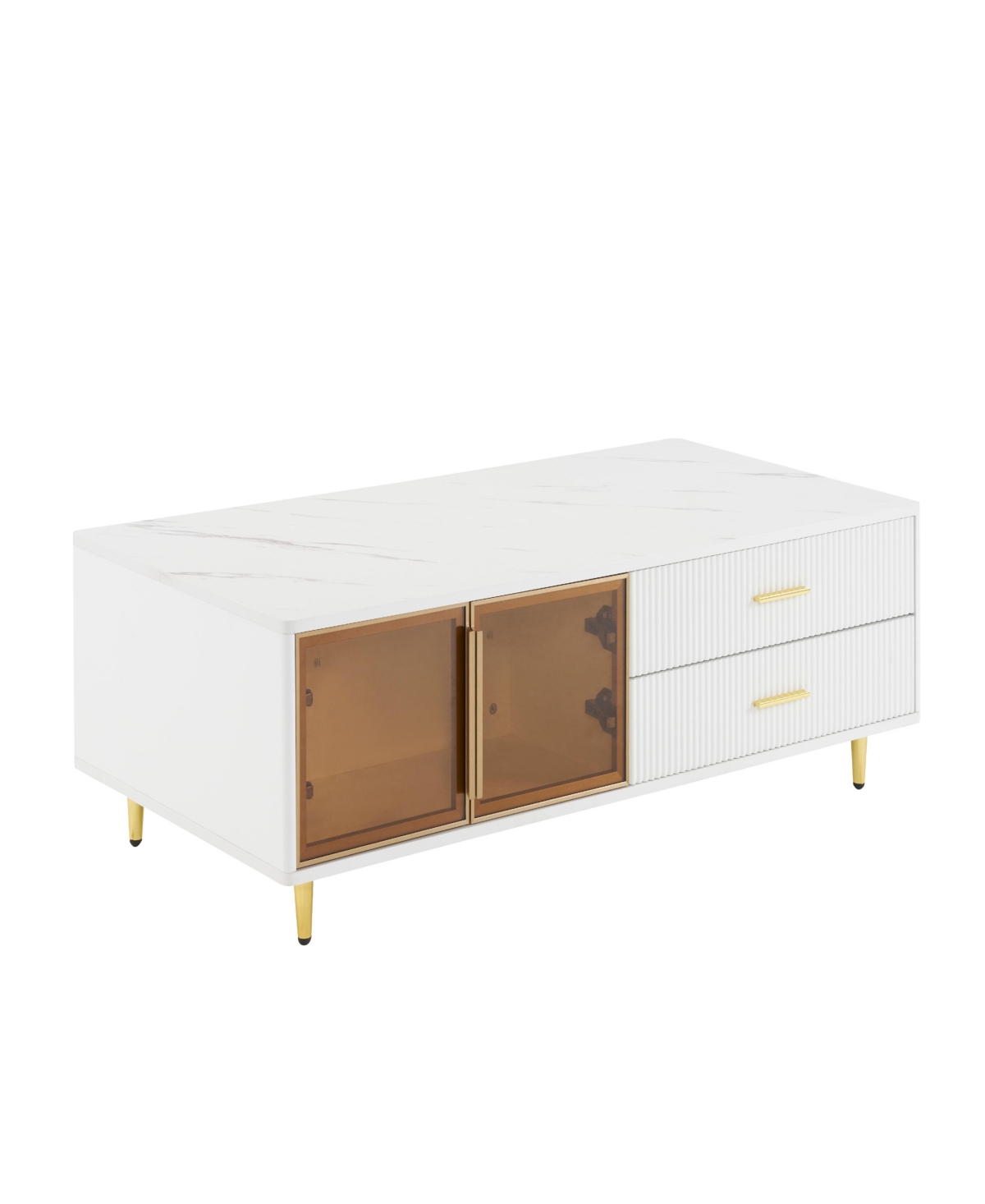 Streamdale FurnitureCoffee Table with Storage, Gold Legs, Led Lighting (47.2