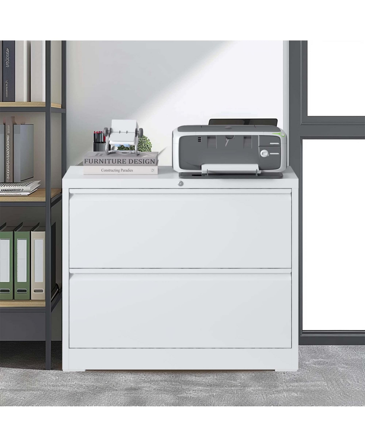 Streamdale Furniture 2-Drawer Lateral File Cabinet with Lock for Legal, A4, F4 Files