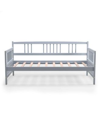 Twin Size Wooden Slats Daybed Frame Support Platform W/Rails Cherry