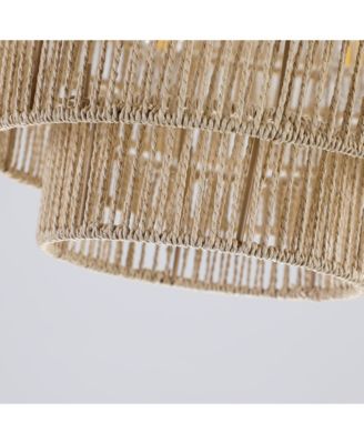 Streamdale Woven Bohemian Rattan Pendant Light with 5-Tier Chandelier