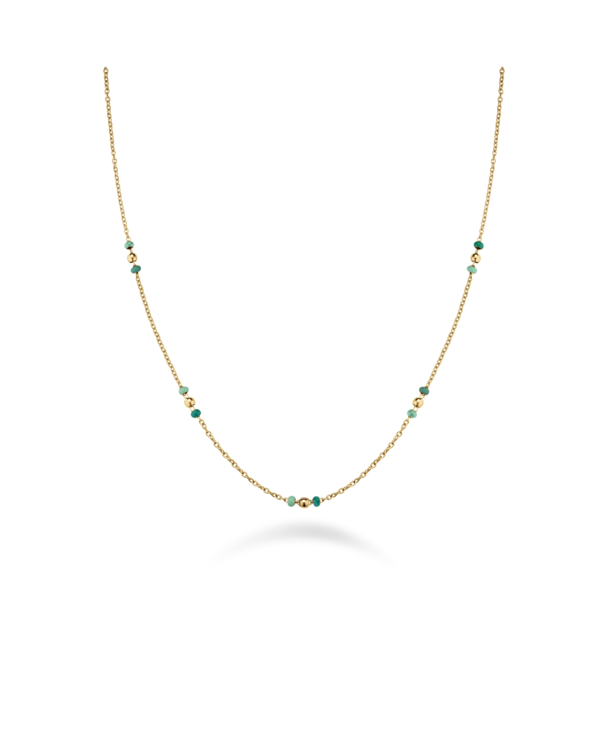 Emerald Dotted Necklace In 14K Yellow Gold Plated Stainless Steel - Gold